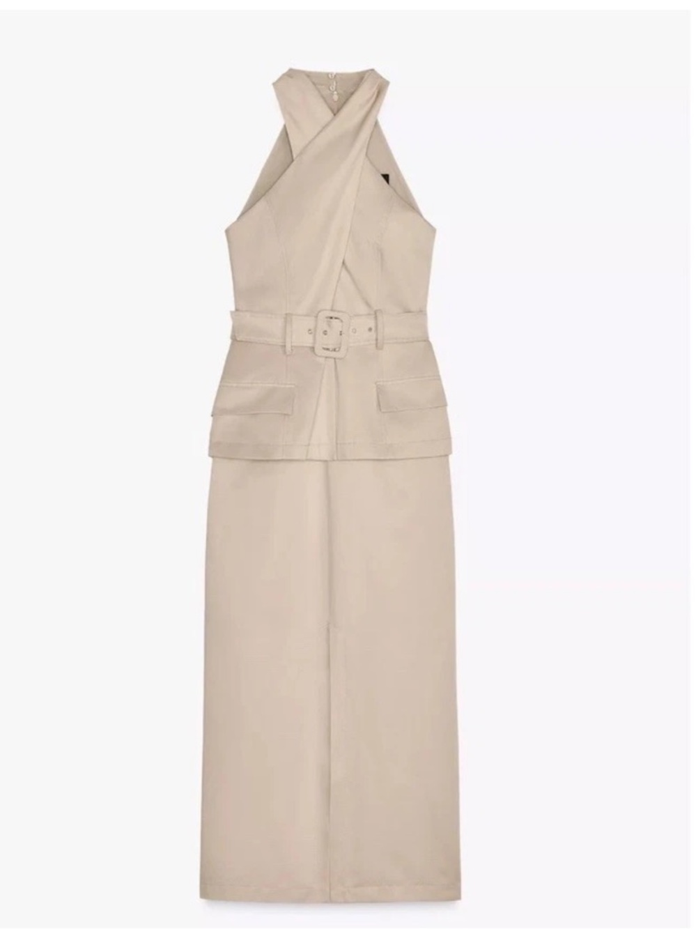 Sleeveless Beige Belted Maxi Dress size M
